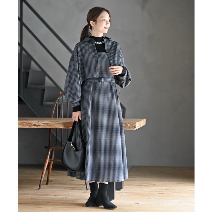 パイピングショートシャツキャミワンピースセットアップ[品番