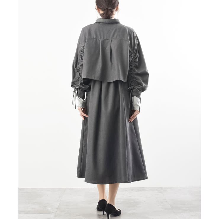 パイピングショートシャツキャミワンピースセットアップ[品番