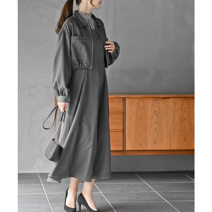 ルルウィルビー VIORAジャガードブルゾン、キャミワンピース