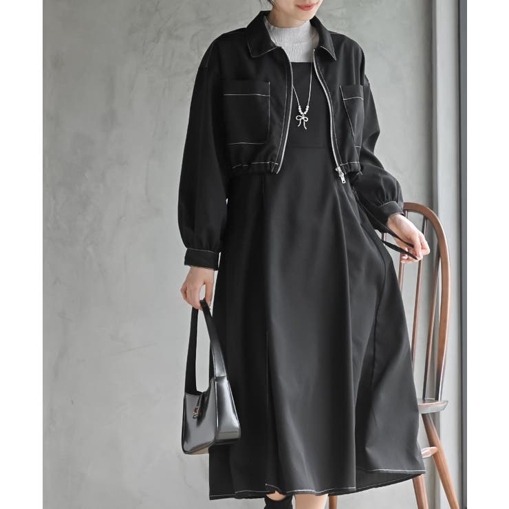 ルルウィルビー VIORAジャガードブルゾン、キャミワンピース