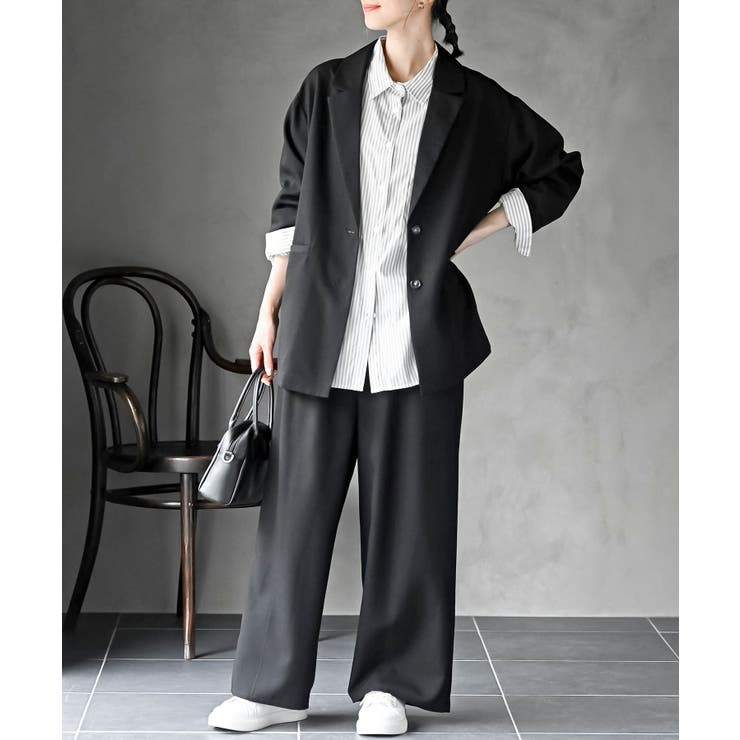 ブラック | テーラージャケット×ワイドパンツセットアップ | rps