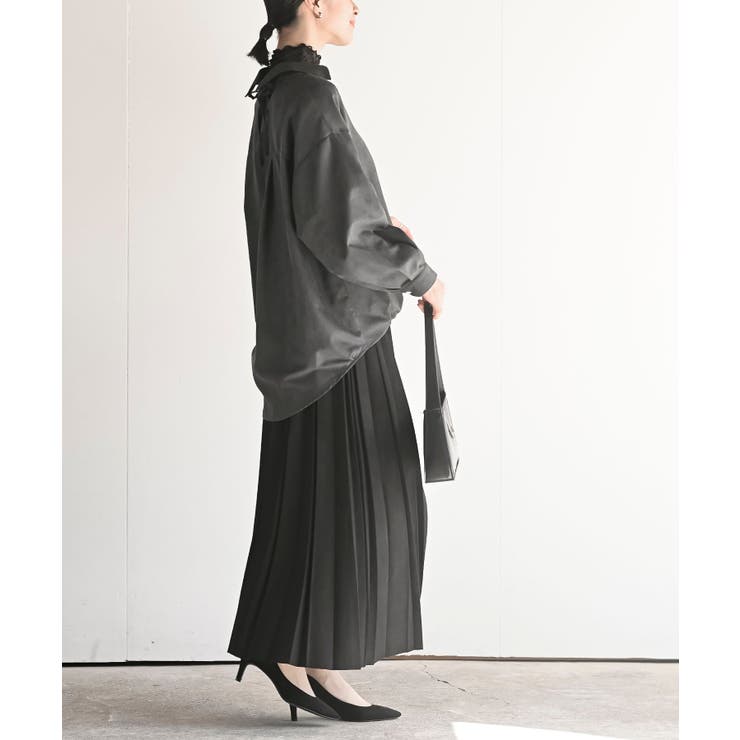 ＢＡＣＫレースアップ細コール裾タック多釦ブラウス | rps | 詳細画像13 