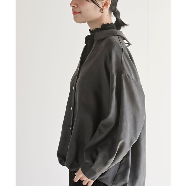 ＢＡＣＫレースアップ細コール裾タック多釦ブラウス | rps | 詳細画像15 