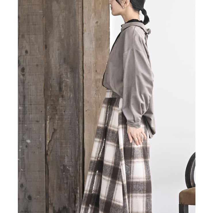 ＢＡＣＫレースアップ細コール裾タック多釦ブラウス | rps | 詳細画像19 