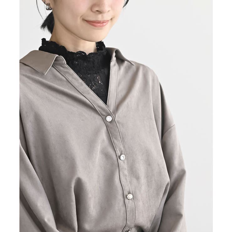 ＢＡＣＫレースアップ細コール裾タック多釦ブラウス | rps | 詳細画像22 