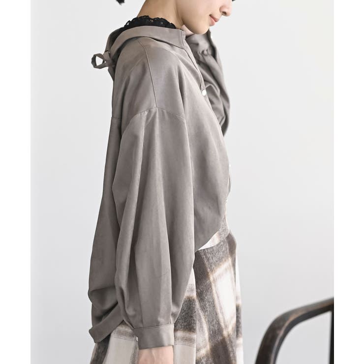 ＢＡＣＫレースアップ細コール裾タック多釦ブラウス | rps | 詳細画像25 