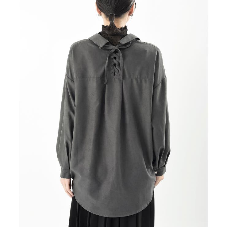 ＢＡＣＫレースアップ細コール裾タック多釦ブラウス | rps | 詳細画像27 