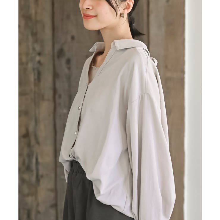 ＢＡＣＫレースアップ細コール裾タック多釦ブラウス | rps | 詳細画像7 