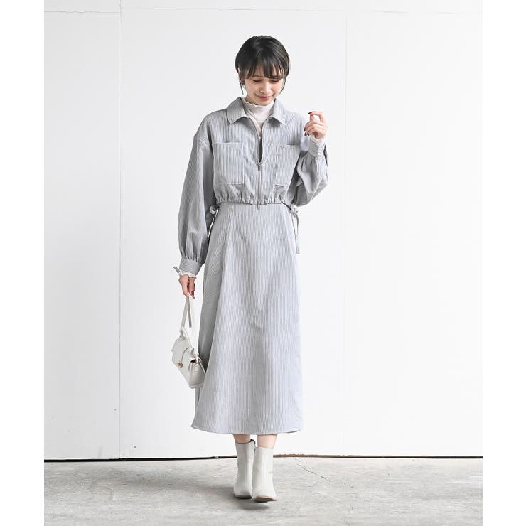 シャツブルゾン×キャミワンピース太コールセットアップ | rps | 詳細画像20 