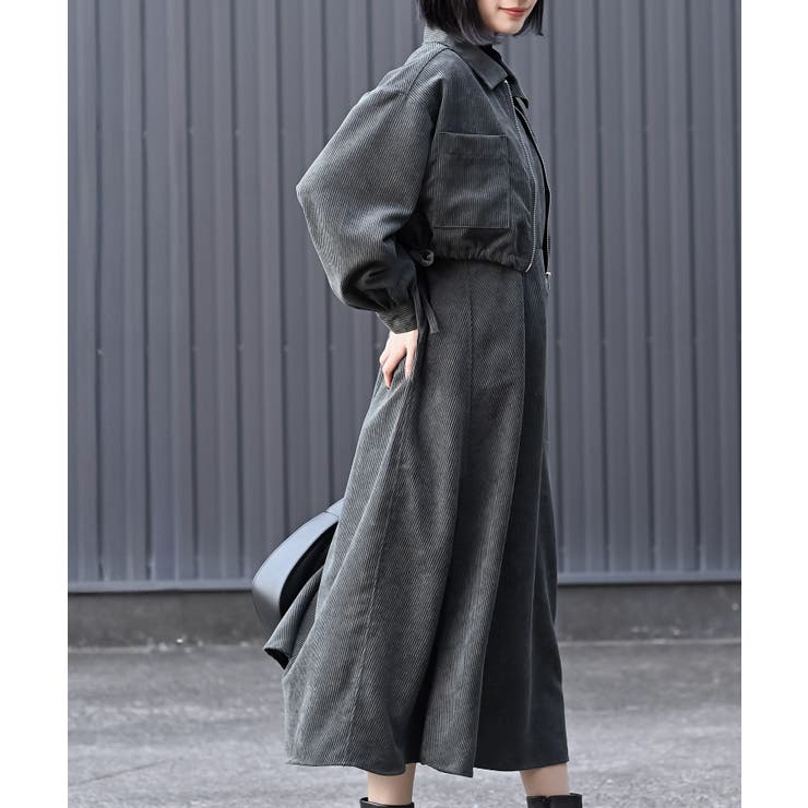 シャツブルゾン×キャミワンピース太コールセットアップ | rps | 詳細画像22 