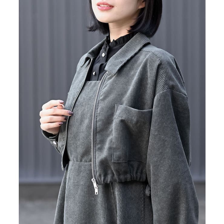 シャツブルゾン×キャミワンピース太コールセットアップ | rps | 詳細画像26 