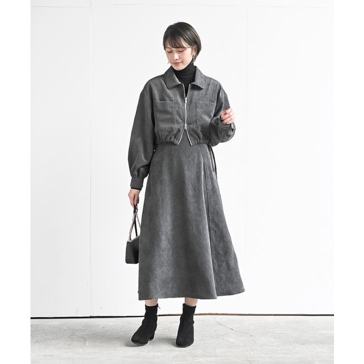 シャツブルゾン×キャミワンピース太コールセットアップ | rps | 詳細画像30 