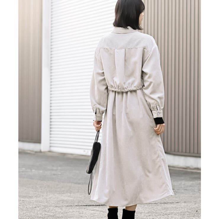 シャツブルゾン×キャミワンピース太コールセットアップ | rps | 詳細画像4 