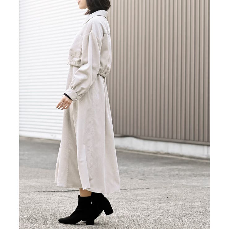 シャツブルゾン×キャミワンピース太コールセットアップ | rps | 詳細画像5 