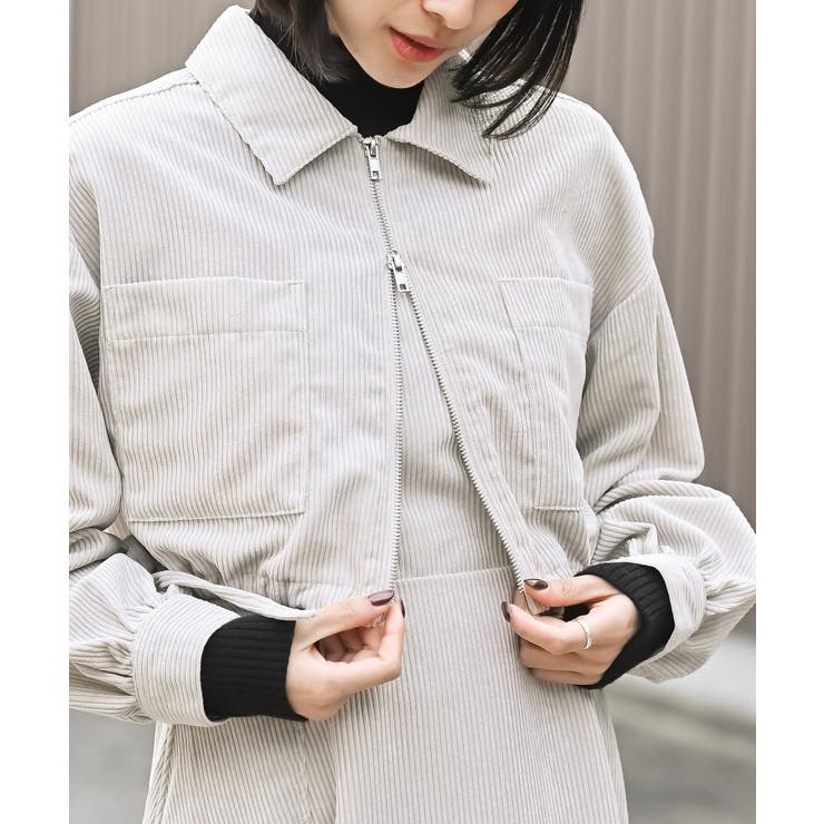 シャツブルゾン×キャミワンピース太コールセットアップ | rps | 詳細画像6 