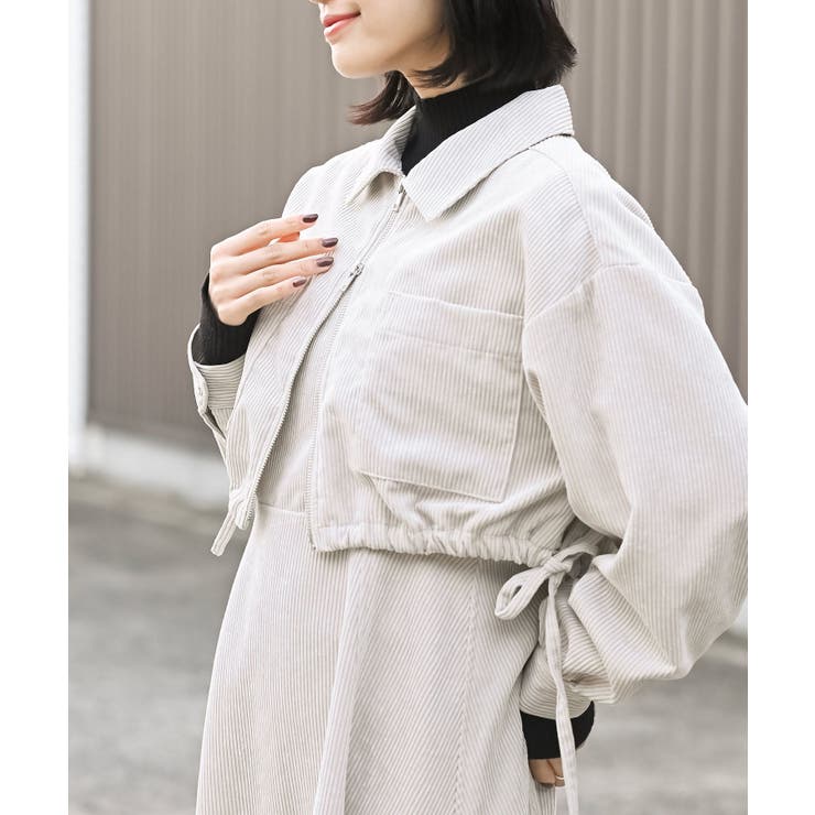 シャツブルゾン×キャミワンピース太コールセットアップ | rps | 詳細画像7 