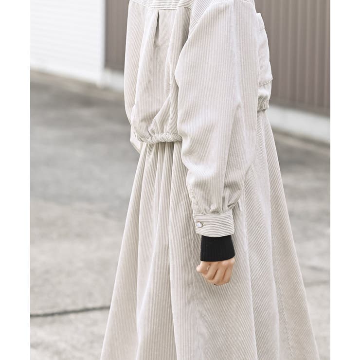 シャツブルゾン×キャミワンピース太コールセットアップ | rps | 詳細画像9 