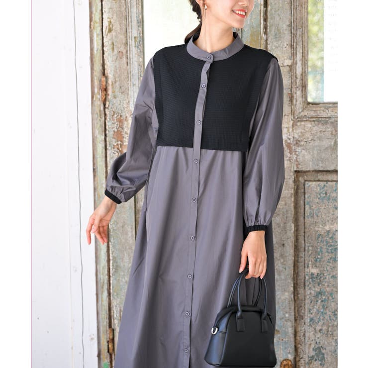 バンドカラーゼッケンシャツワンピース[品番：RPSW0001505]｜rps