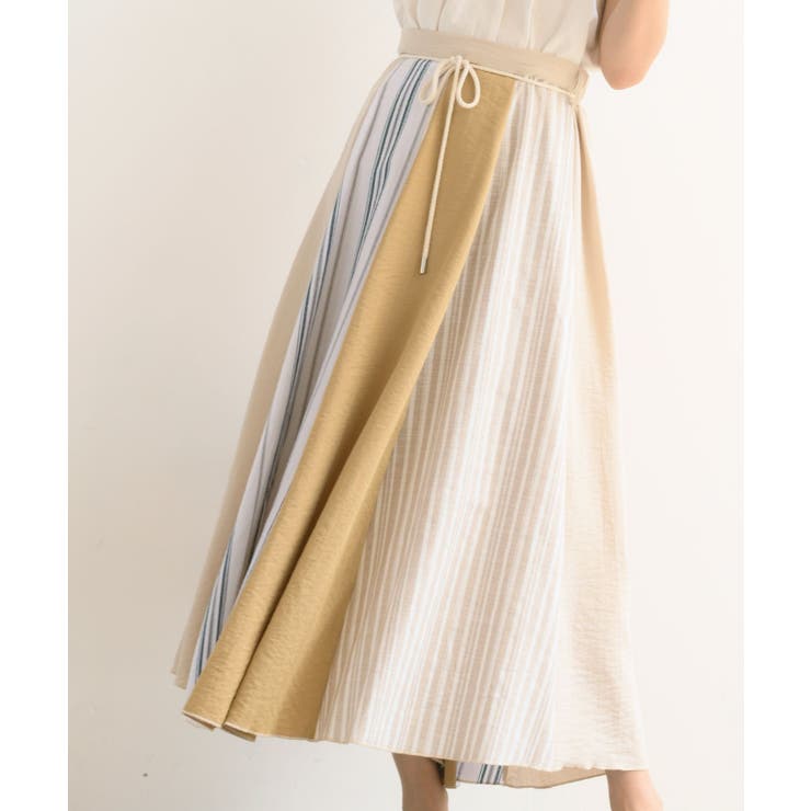 アドーア パッチワークストライプベルト付きスカート 36 【公式通販】