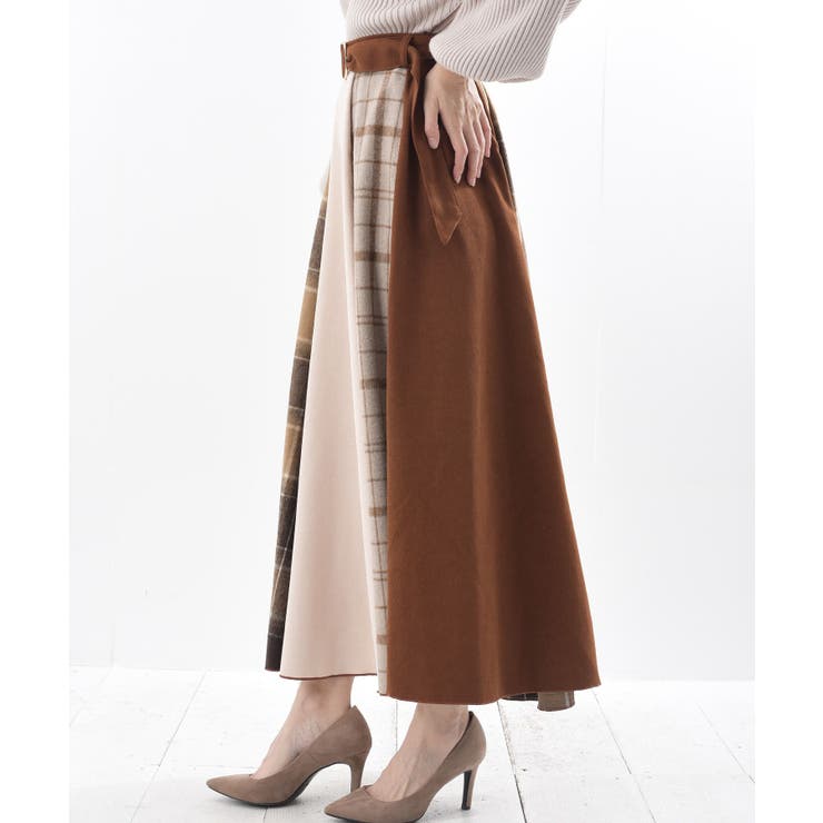 チェックパッチワーク8枚ハギスカート[品番：RPSW0000887]｜rps