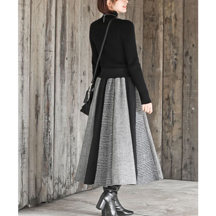 グレンチェック12枚ハギパッチワークスカート[品番：RPSW0003409