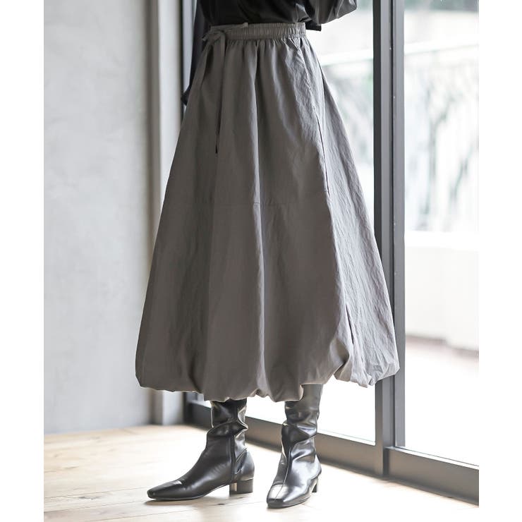 ART MIX 萌　プリーツ　バルーンスカート　変形　ブラック　ナイロン ナイロンワッシャーバルーンスカート[品番：RPSW0003447]｜rps（アール