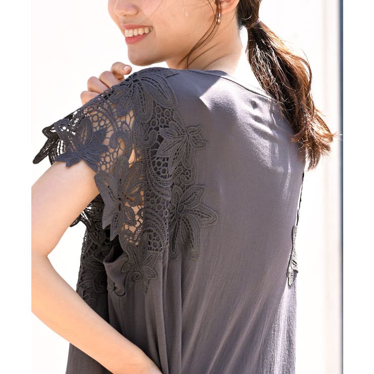 レース袖カットチュニック | rps | 詳細画像17 