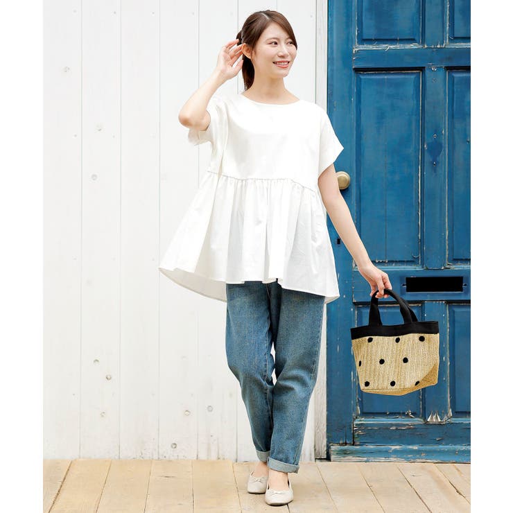 異素材切替ペプラムTシャツ[品番：RPSW0002597]｜rps（アール