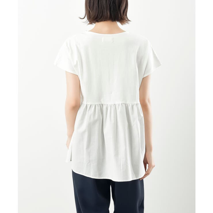 異素材切替ペプラムTシャツ[品番：RPSW0002597]｜rps（アール