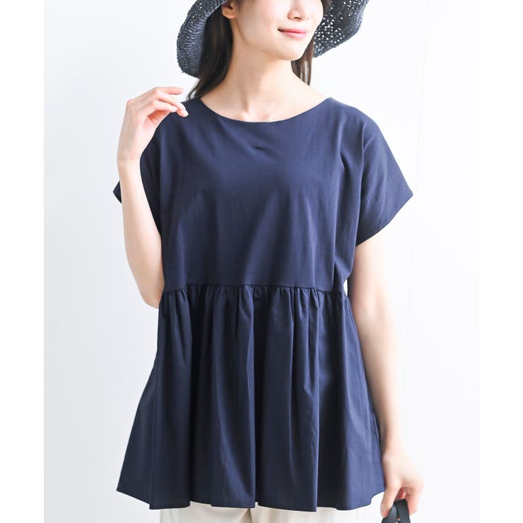 異素材切替ペプラムTシャツ[品番：RPSW0002597]｜rps（アール