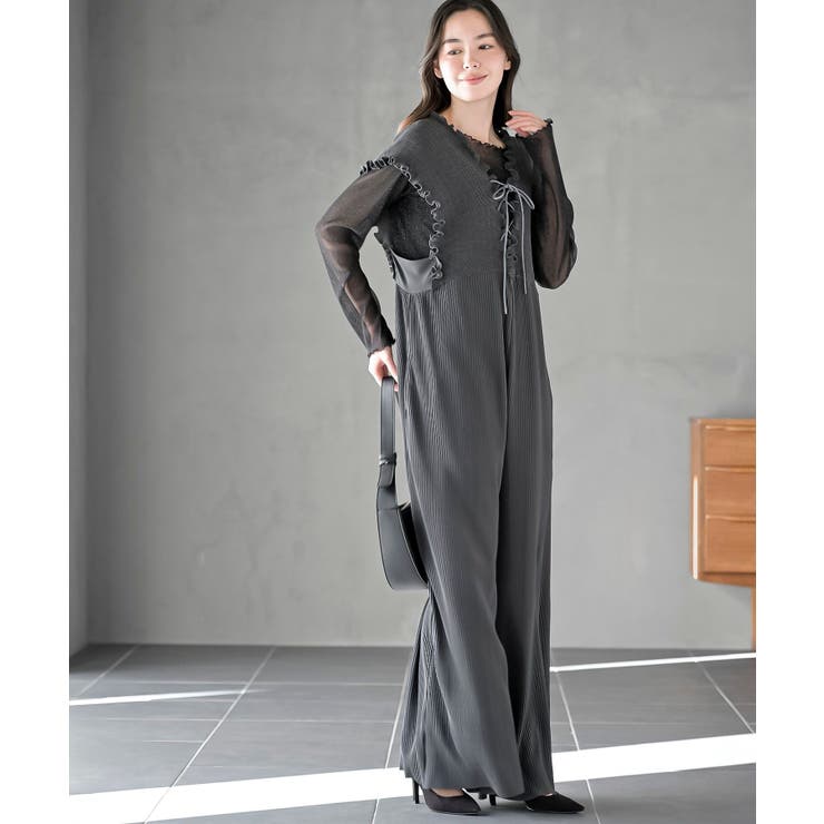 レースアッププリーツオールインワン | rps | 詳細画像2 