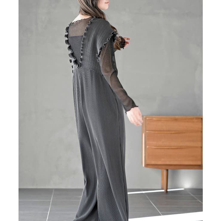 レースアッププリーツオールインワン | rps | 詳細画像3 