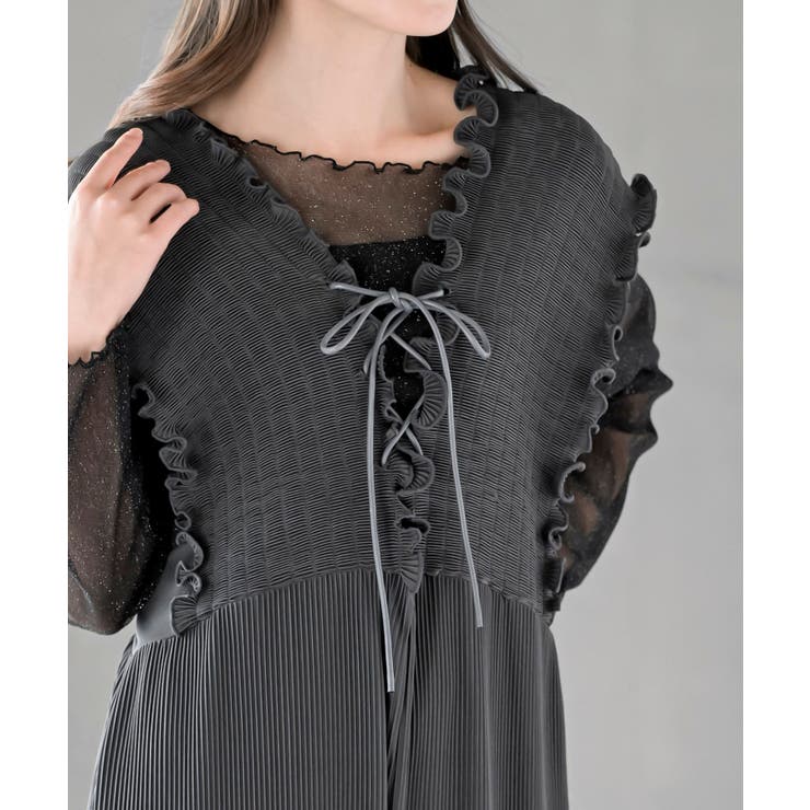 レースアッププリーツオールインワン | rps | 詳細画像6 