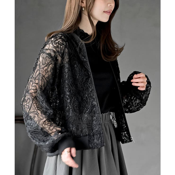 ブラック | コード刺繍シアーブルゾン | rps