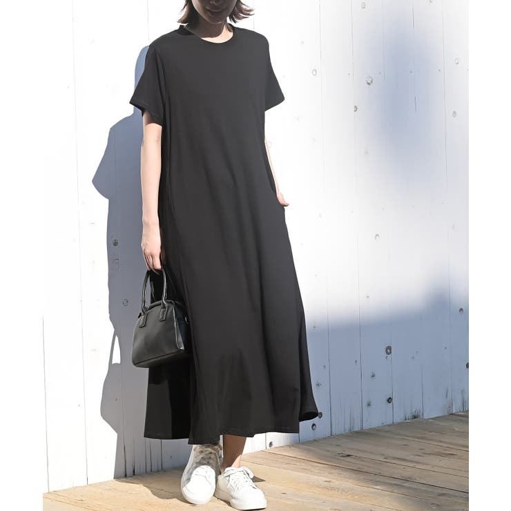 ブラック | ポケット付きフレアーカットワンピース | rps