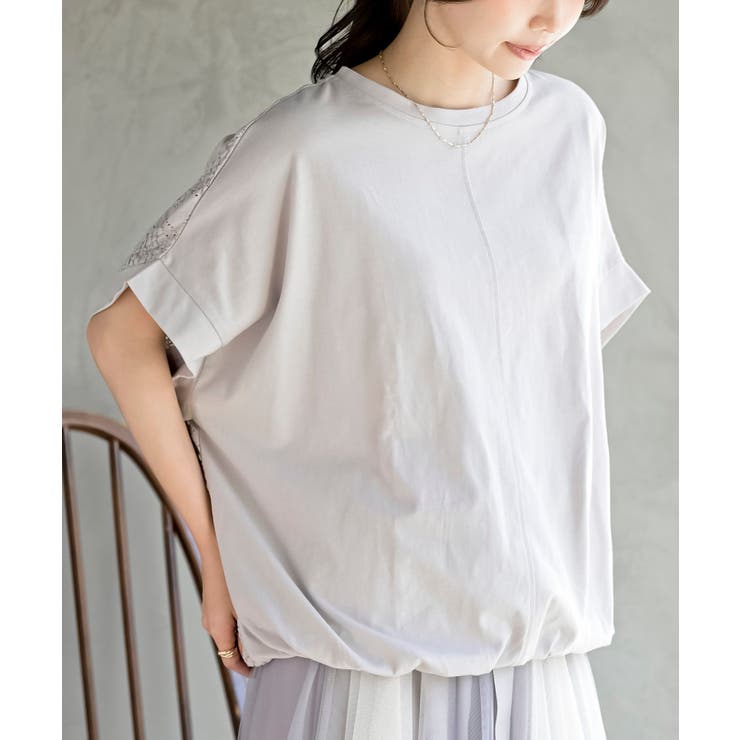 アイスグレー | ＢＡＣＫレース切替ワイドＴシャツ | rps