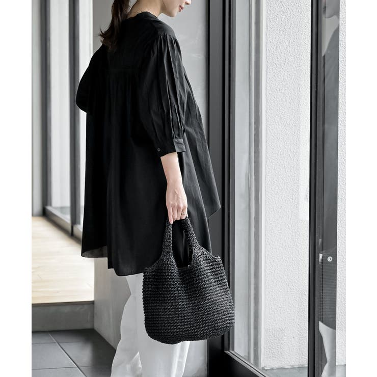 バンドカラーコットンフレアーロングブラウス | rps | 詳細画像20 