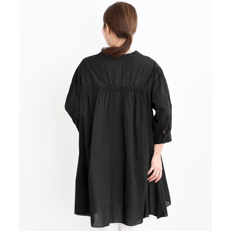 バンドカラーコットンフレアーロングブラウス | rps | 詳細画像30 