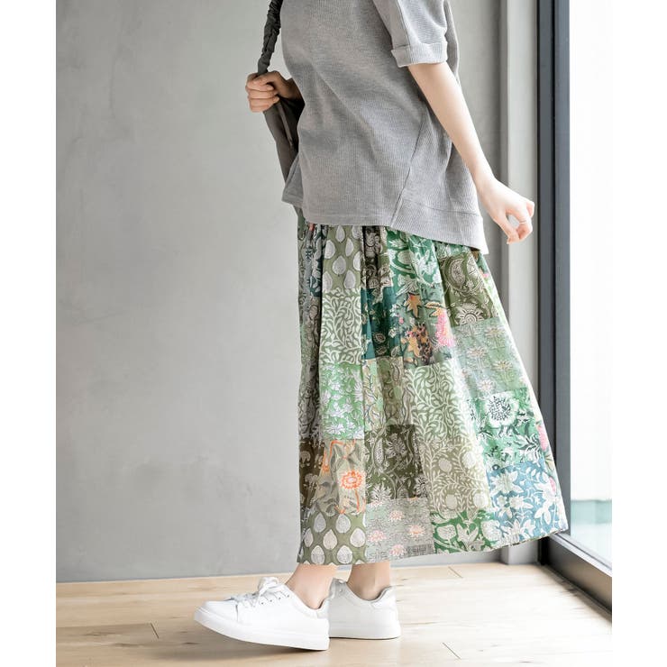 【美品】天空丸　パッチワークスカート たっぷりパッチワークスカート | アジアン雑貨ルチュ