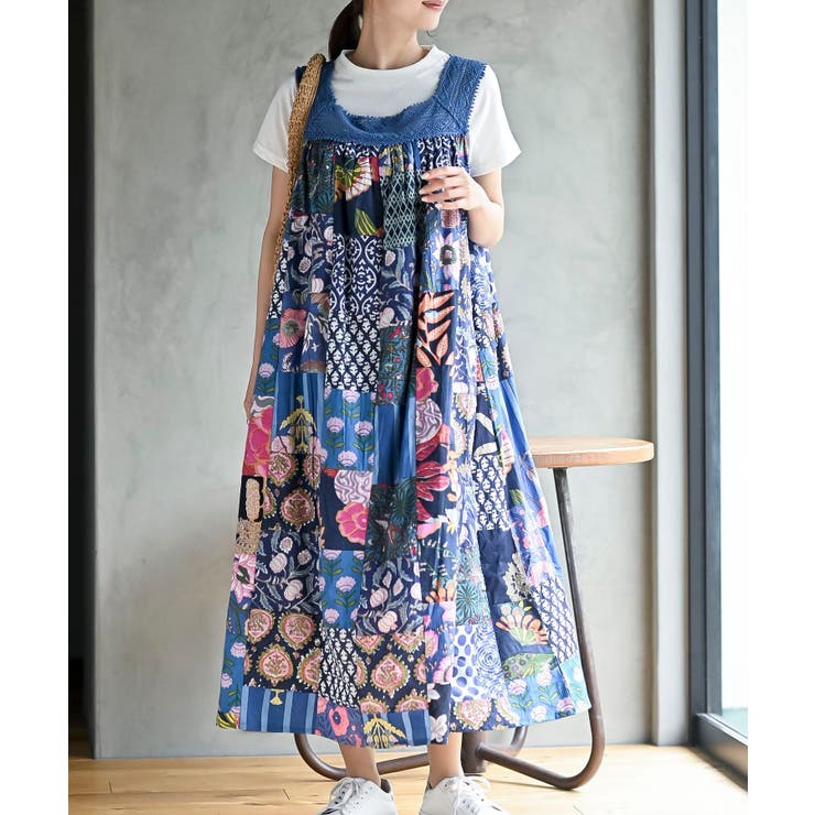 ブルー | パッチワークワンピース | rps