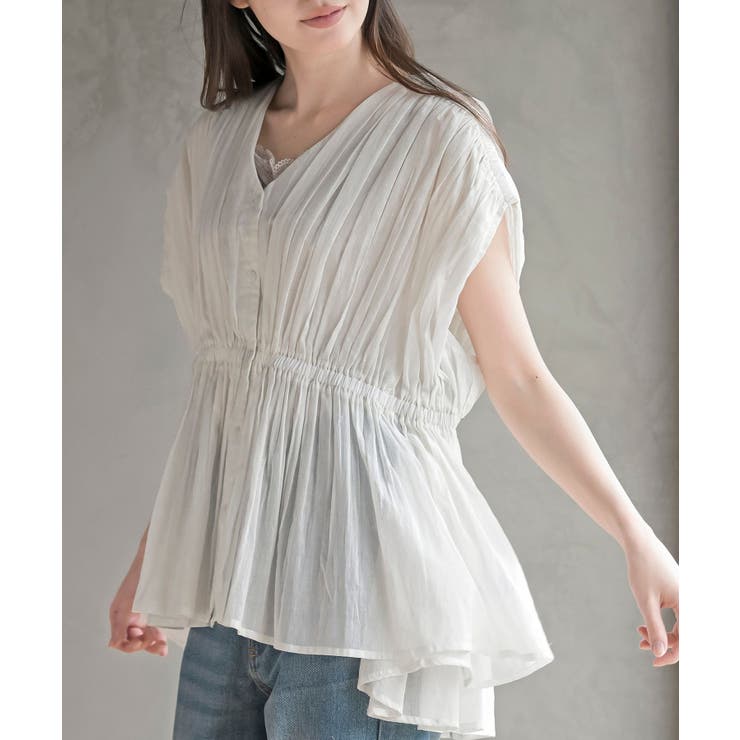 オフホワイト | ゴムシャーリングブラウス | rps