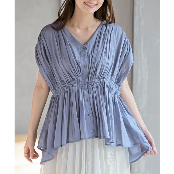 パープル | ゴムシャーリングブラウス | rps