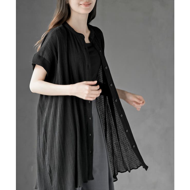 ブラック | 楊柳ブラウスチュニック | rps