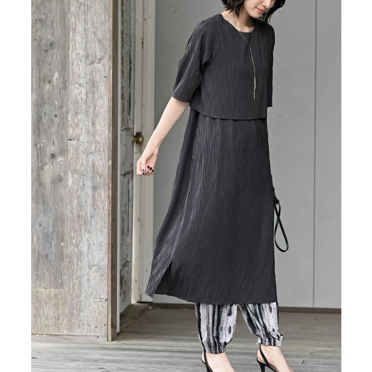 ray様 ワンピース 36黒 小柄専用ロング丈 長袖ティアードマキシワンピース/ST.ROONEY