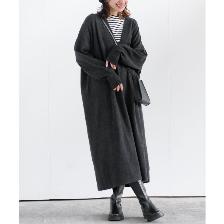 深Vネックニットワンピース[品番：RPSW0002047]｜rps（アールピーエス