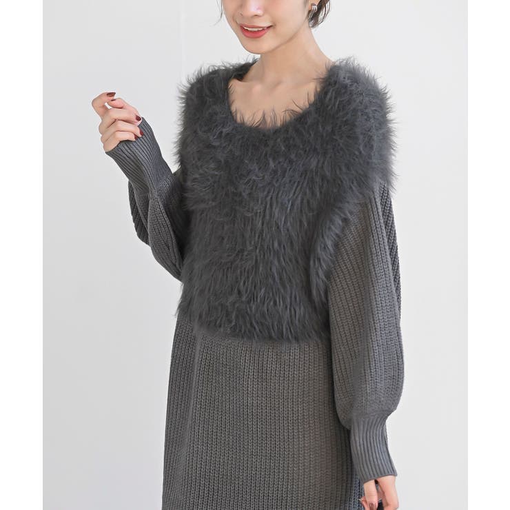 フェザー切替ニットワンピース[品番：RPSW0003055]｜rps（アール