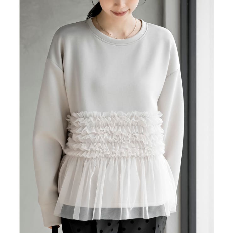 アイボリー | チュールドッキングダンボールプルオーバー | rps