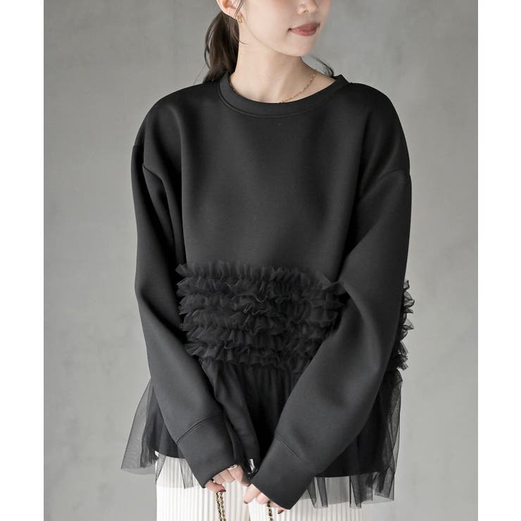 ブラック | チュールドッキングダンボールプルオーバー | rps