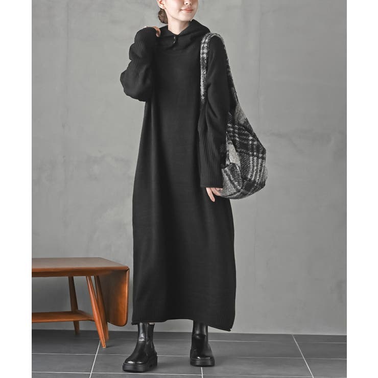 ブラック | バラクラバセットロングニットワンピース | rps