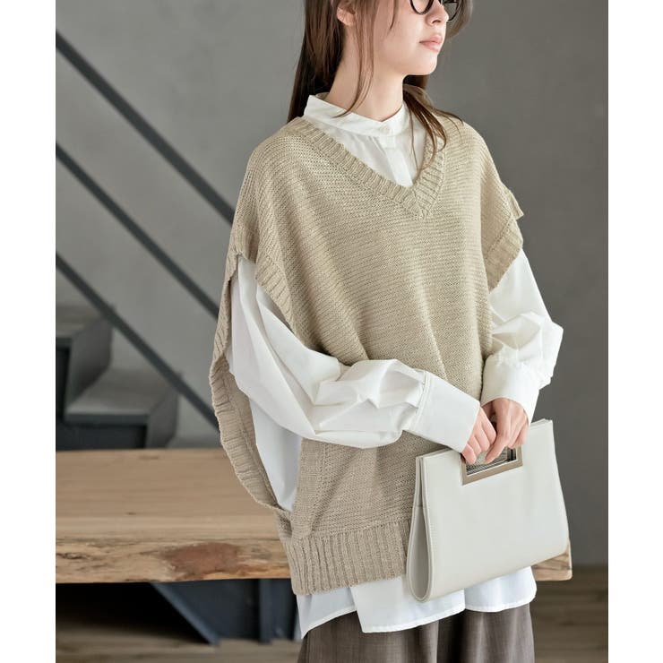 オフベージュ | スラブニットベスト | rps